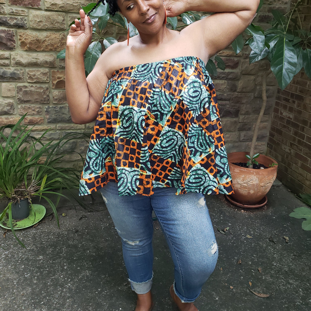 Ankara African Wax Print Crop Top Tube Top / Skirt